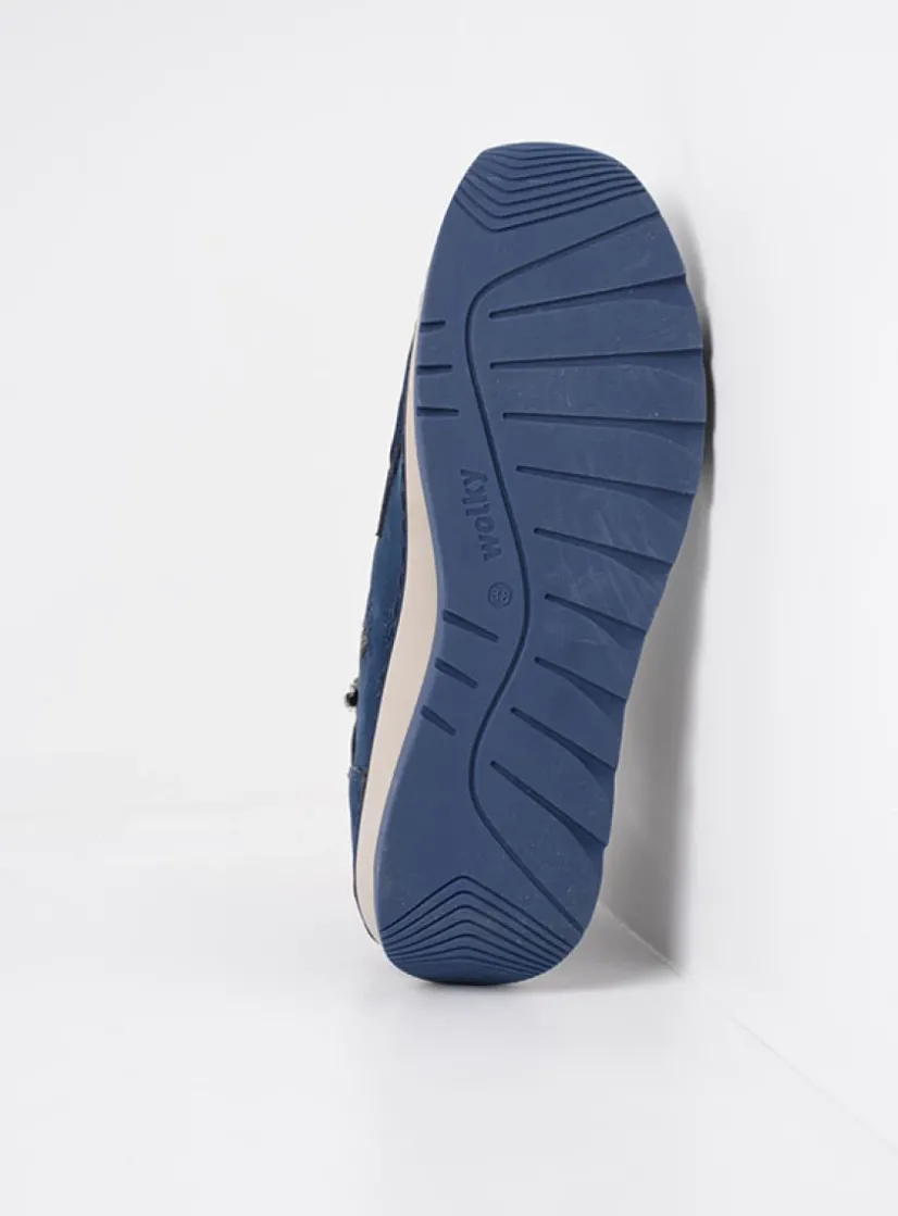 Wolky Salado - blauw nubuck<DAMES Hoge Veterschoenen