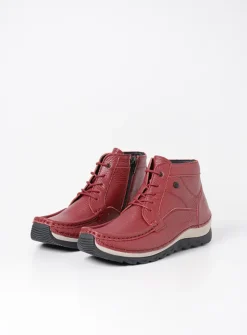Wolky Salado - bordeauxrood leer<DAMES Hoge Veterschoenen