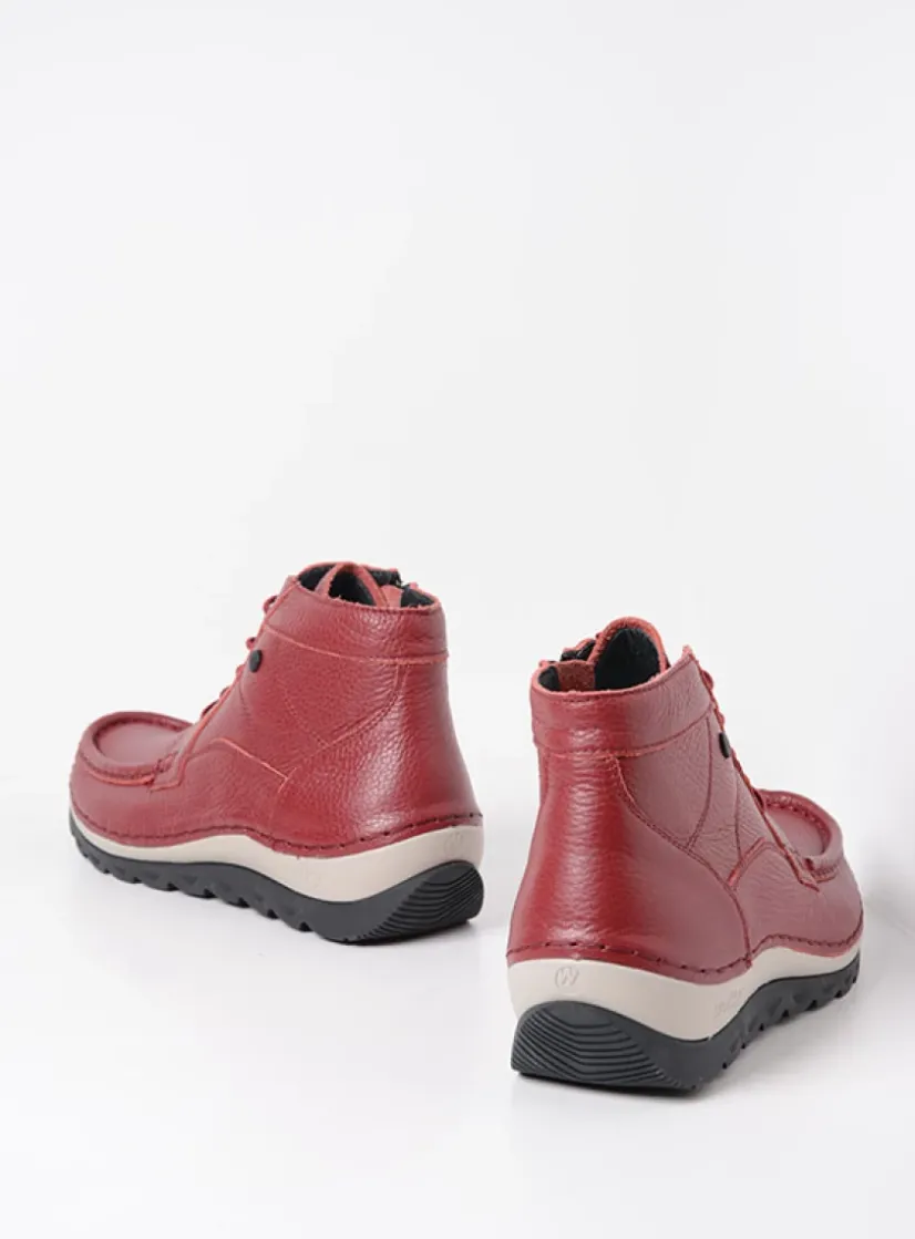 Wolky Salado - bordeauxrood leer<DAMES Hoge Veterschoenen