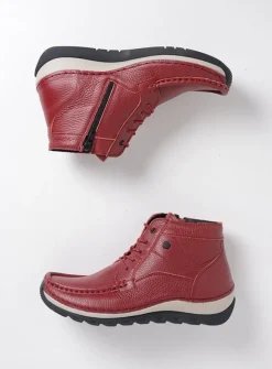 Wolky Salado - bordeauxrood leer<DAMES Hoge Veterschoenen