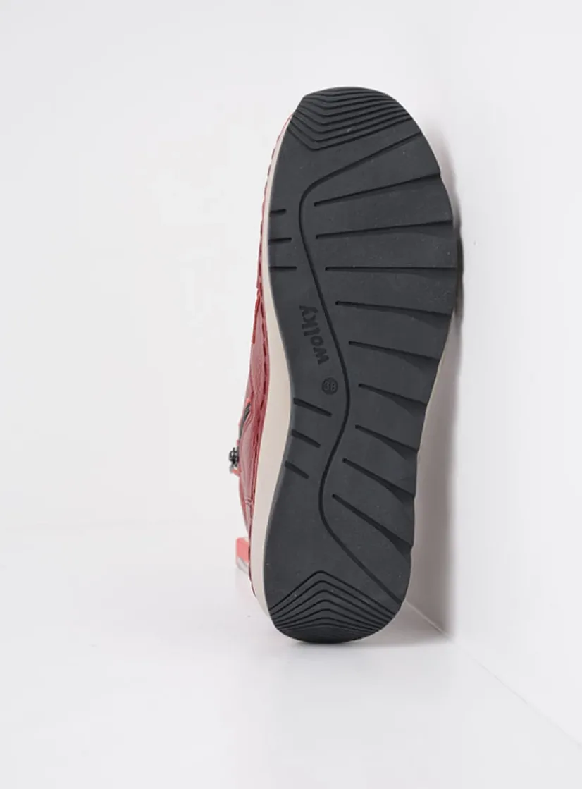 Wolky Salado - bordeauxrood leer<DAMES Hoge Veterschoenen