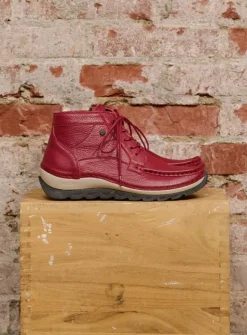 Wolky Salado - bordeauxrood leer<DAMES Hoge Veterschoenen