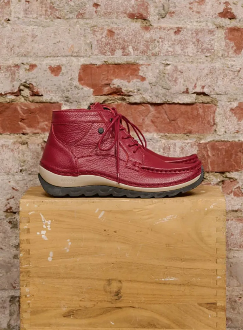 Wolky Salado - bordeauxrood leer<DAMES Hoge Veterschoenen