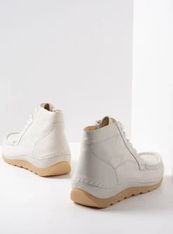 Wolky Salado - creme wit leer<DAMES Hoge Veterschoenen