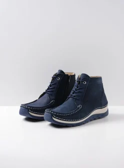 Wolky Salado - denim nubuck<DAMES Hoge Veterschoenen