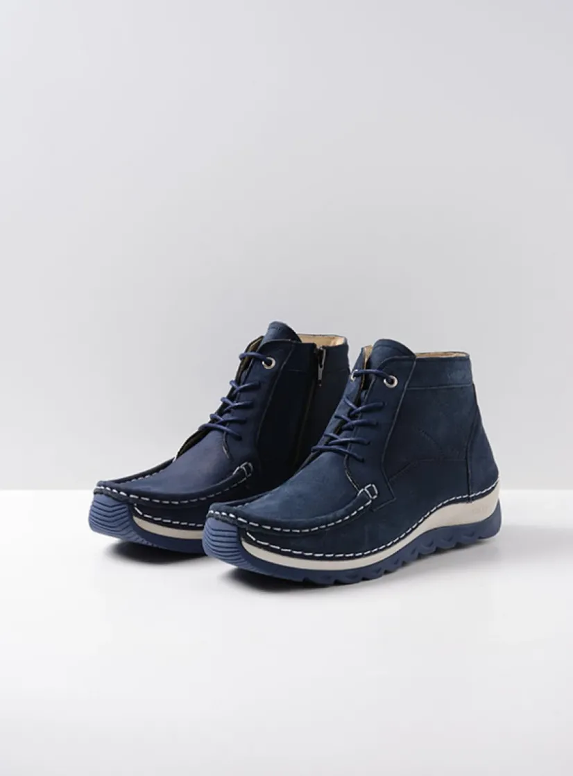 Wolky Salado - denim nubuck<DAMES Hoge Veterschoenen