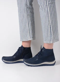 Wolky Salado - denim nubuck<DAMES Hoge Veterschoenen