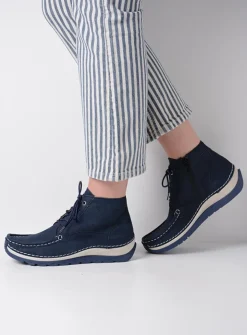 Wolky Salado - denim nubuck<DAMES Hoge Veterschoenen