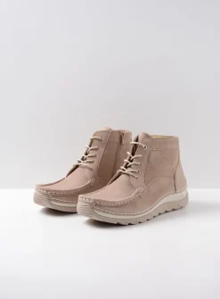 Wolky Salado - kaki nubuck<DAMES Hoge Veterschoenen