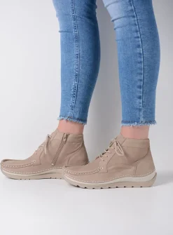 Wolky Salado - kaki nubuck<DAMES Hoge Veterschoenen