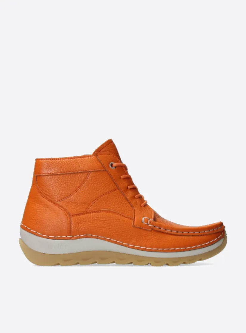 Wolky Salado - oranje leer<DAMES Hoge Veterschoenen