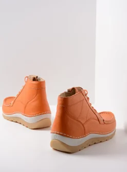 Wolky Salado - oranje leer<DAMES Hoge Veterschoenen