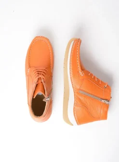 Wolky Salado - oranje leer<DAMES Hoge Veterschoenen