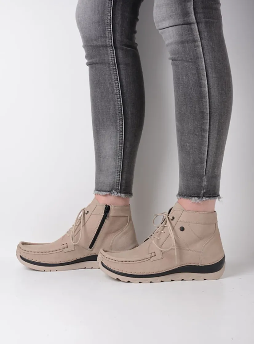 Wolky Salado - safari nubuck<DAMES Hoge Veterschoenen