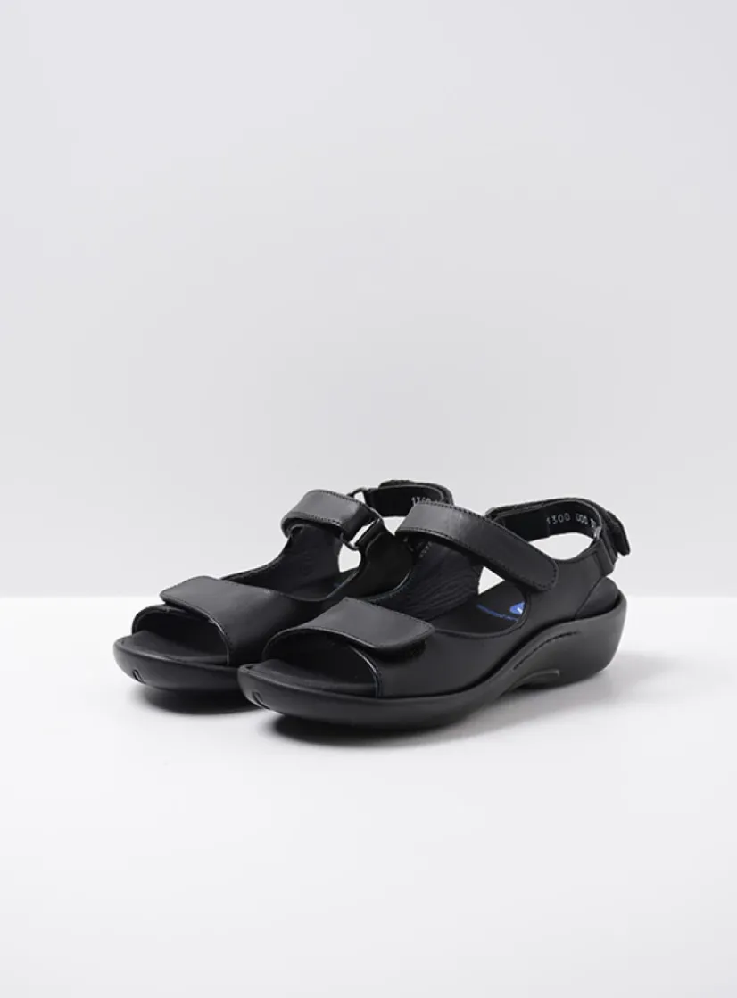 Wolky Salvia - zwart leer<DAMES Sandalen