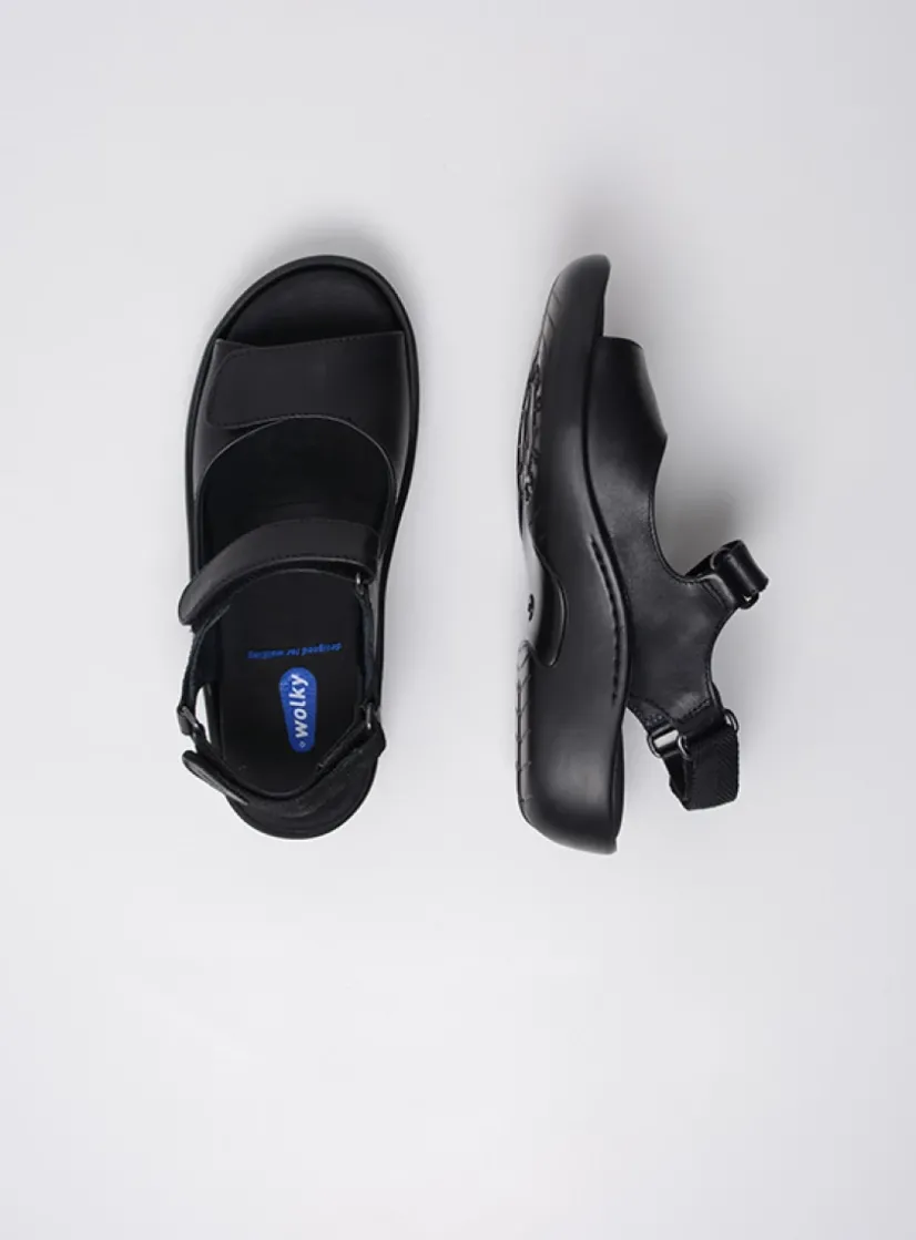 Wolky Salvia - zwart leer<DAMES Sandalen