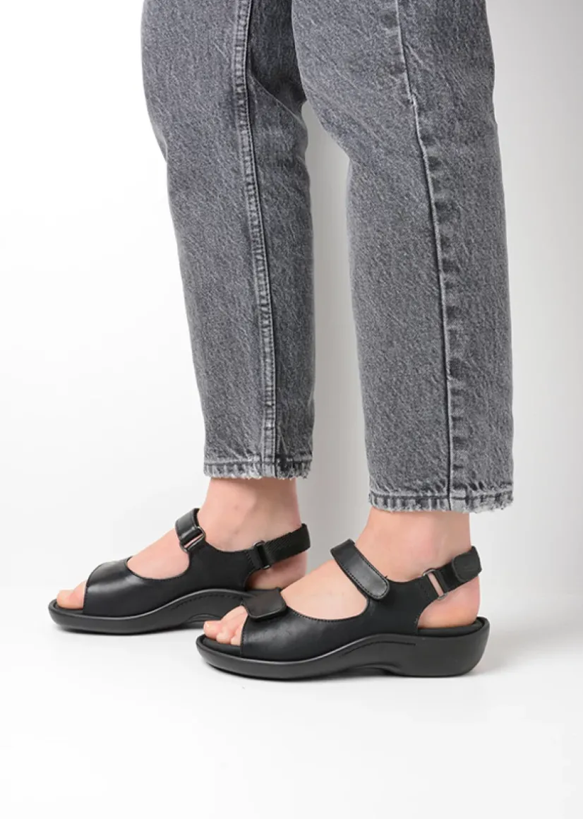 Wolky Salvia - zwart leer<DAMES Sandalen