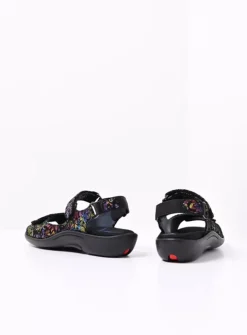 Wolky Salvia - zwart/multi flower nubuck<DAMES Sandalen