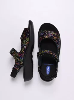 Wolky Salvia - zwart/multi flower nubuck<DAMES Sandalen