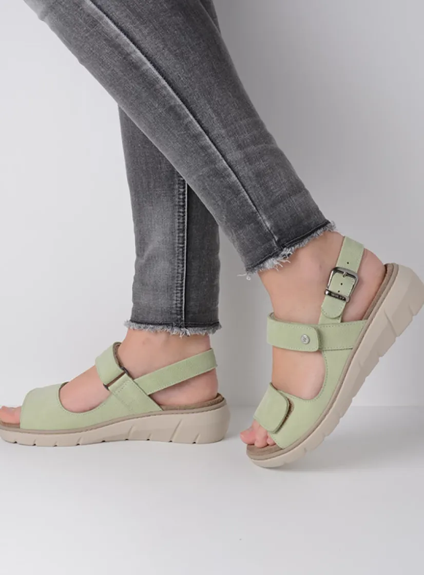 Wolky Santorini - lichtgroen nubuck<DAMES Sandalen