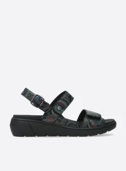 Wolky Santorini - zwart/blauw suede<DAMES Sandalen