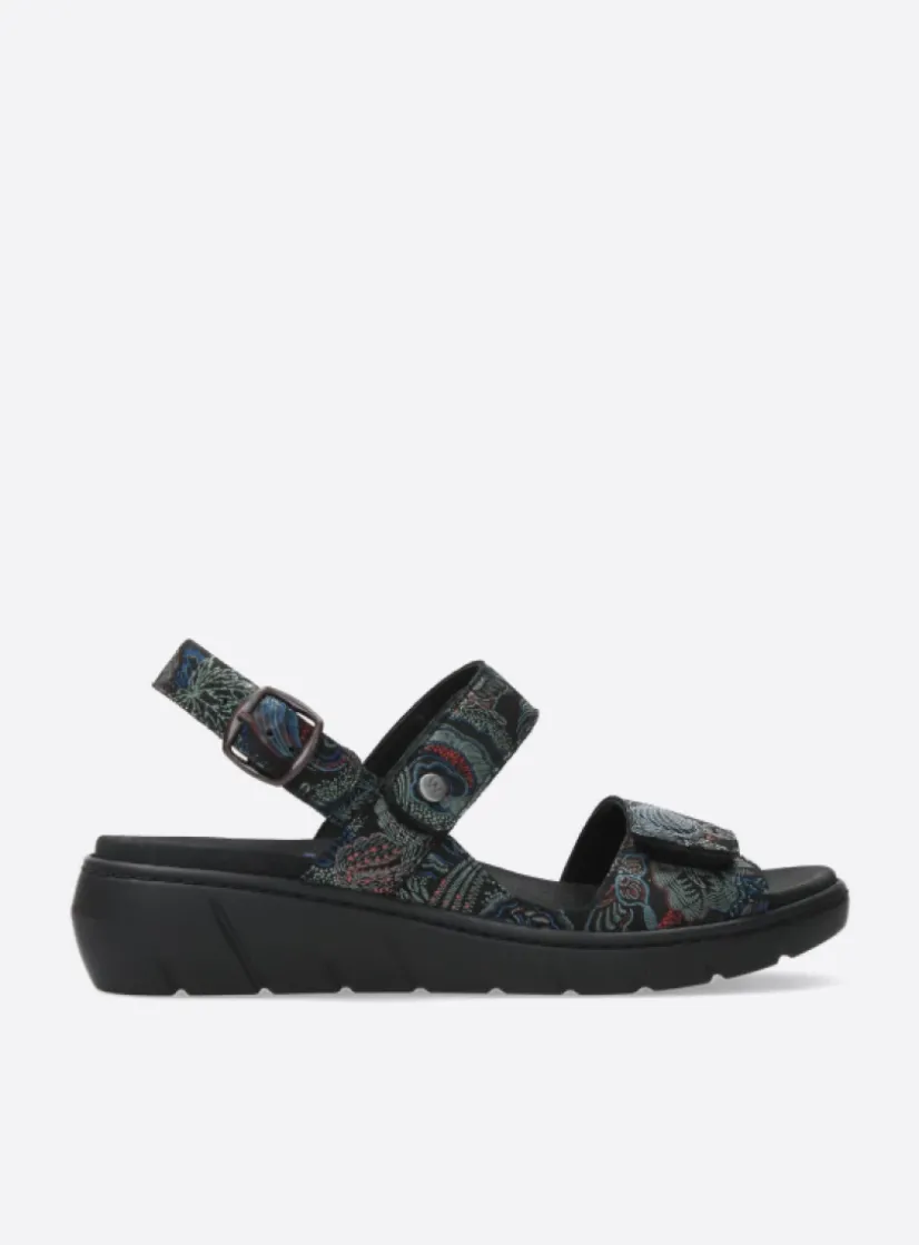 Wolky Santorini - zwart/blauw suede<DAMES Sandalen