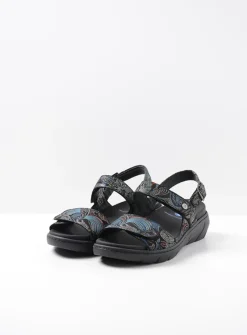 Wolky Santorini - zwart/blauw suede<DAMES Sandalen