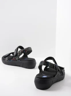 Wolky Santorini - zwart/blauw suede<DAMES Sandalen