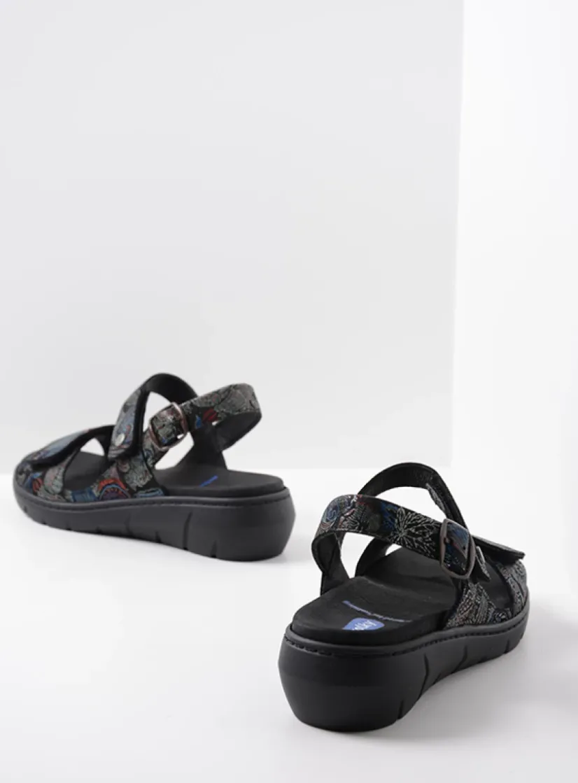 Wolky Santorini - zwart/blauw suede<DAMES Sandalen