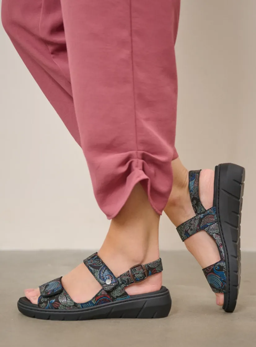 Wolky Santorini - zwart/blauw suede<DAMES Sandalen