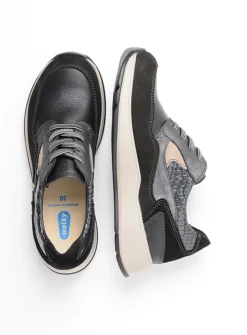 Wolky Sappho - zwart combi leer<DAMES Lage Veterschoenen|Wandelschoenen