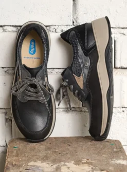 Wolky Sappho - zwart combi leer<DAMES Lage Veterschoenen|Wandelschoenen