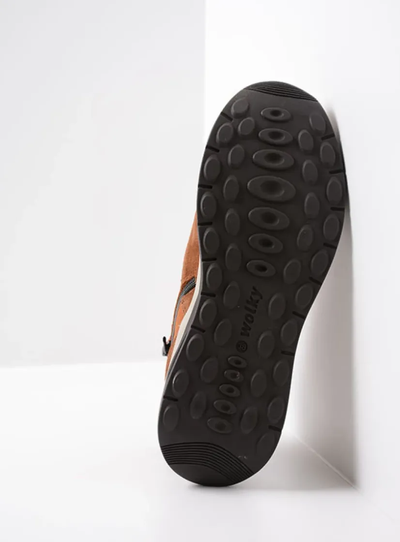 Wolky Scone - cognac combi leer<DAMES Hoge Veterschoenen|Wandelschoenen