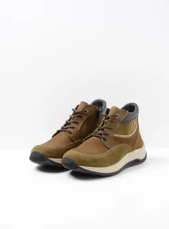 Wolky Scone - taupe combi leer<DAMES Hoge Veterschoenen|Wandelschoenen