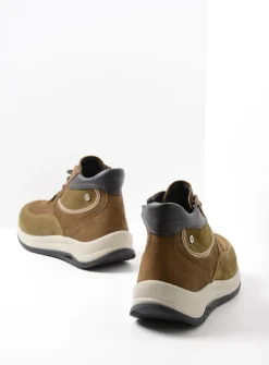 Wolky Scone - taupe combi leer<DAMES Hoge Veterschoenen|Wandelschoenen