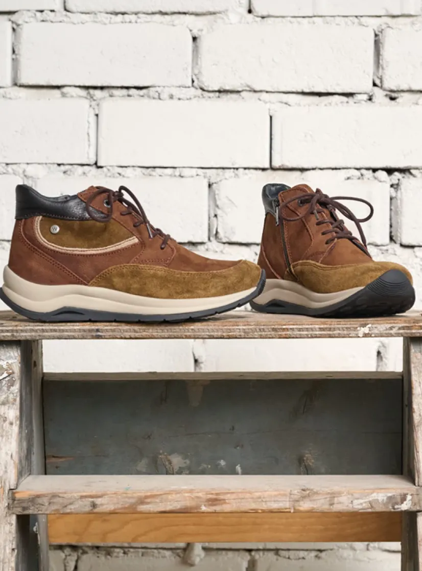Wolky Scone - taupe combi leer<DAMES Hoge Veterschoenen|Wandelschoenen
