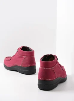 Wolky Seamy Moc - bordeauxrood nubuck<DAMES Hoge Veterschoenen|Herfst/Winter