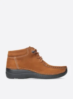 Wolky Seamy Moc - cognac nubuck<DAMES Hoge Veterschoenen|Herfst/Winter