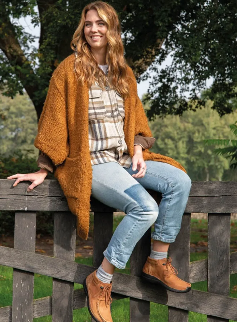 Wolky Seamy Moc - cognac nubuck<DAMES Hoge Veterschoenen|Herfst/Winter