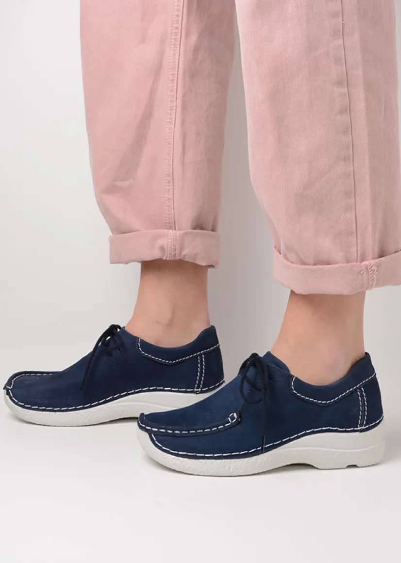 Wolky Seamy Shoe - denim nubuck<DAMES Lage Veterschoenen