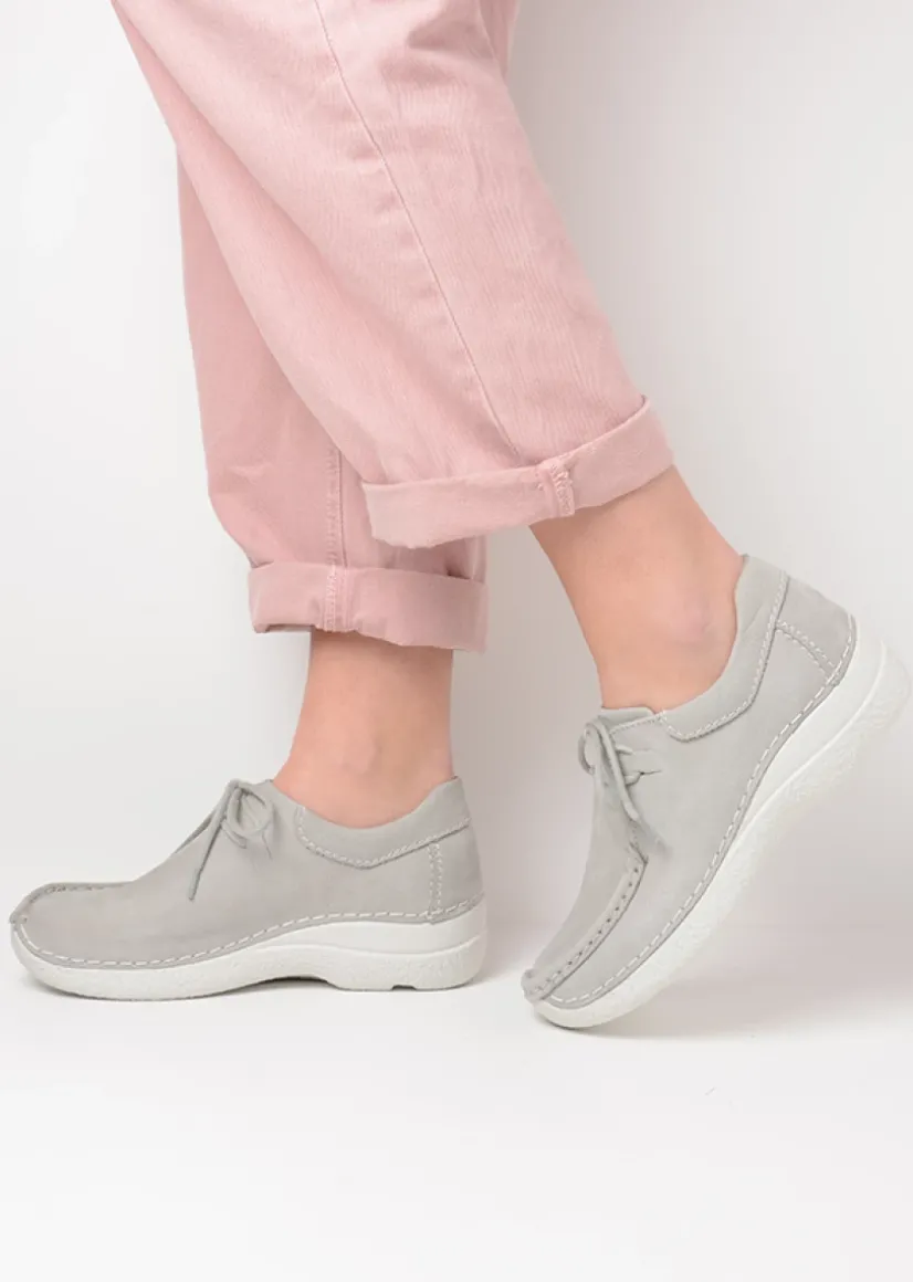 Wolky Seamy Shoe - lichtgrijs nubuck<DAMES Lage Veterschoenen