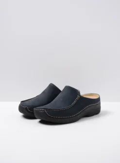Wolky Seamy Slide - blauw nubuck<DAMES Slippers|Klompen