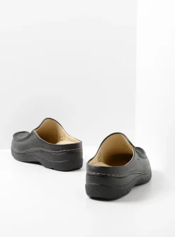 Wolky Seamy Slide - zwart geprint leer<DAMES Slippers|Klompen