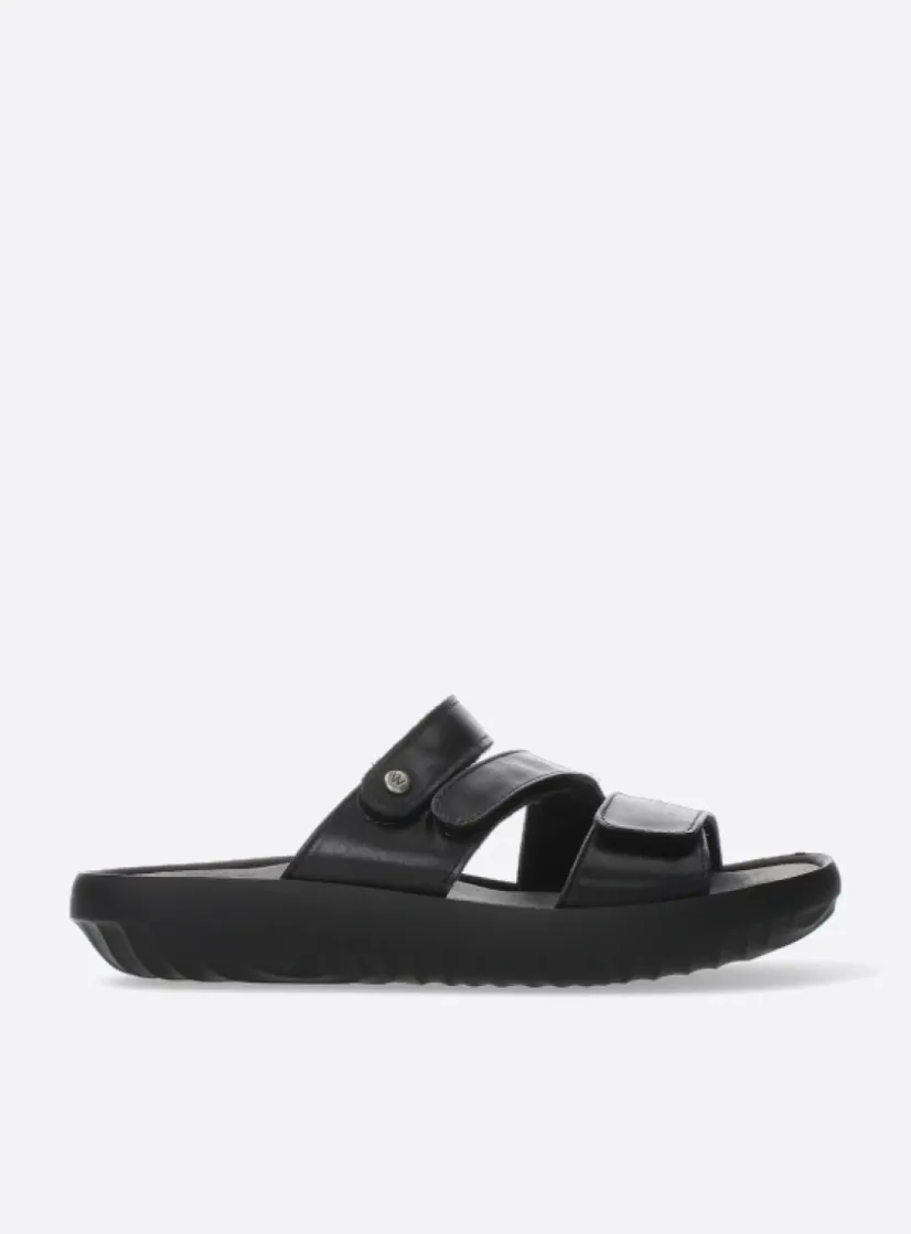 Wolky Sense - zwart leer<DAMES Slippers