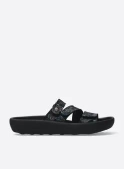 Wolky Sense - zwart/blauw suede<DAMES Slippers