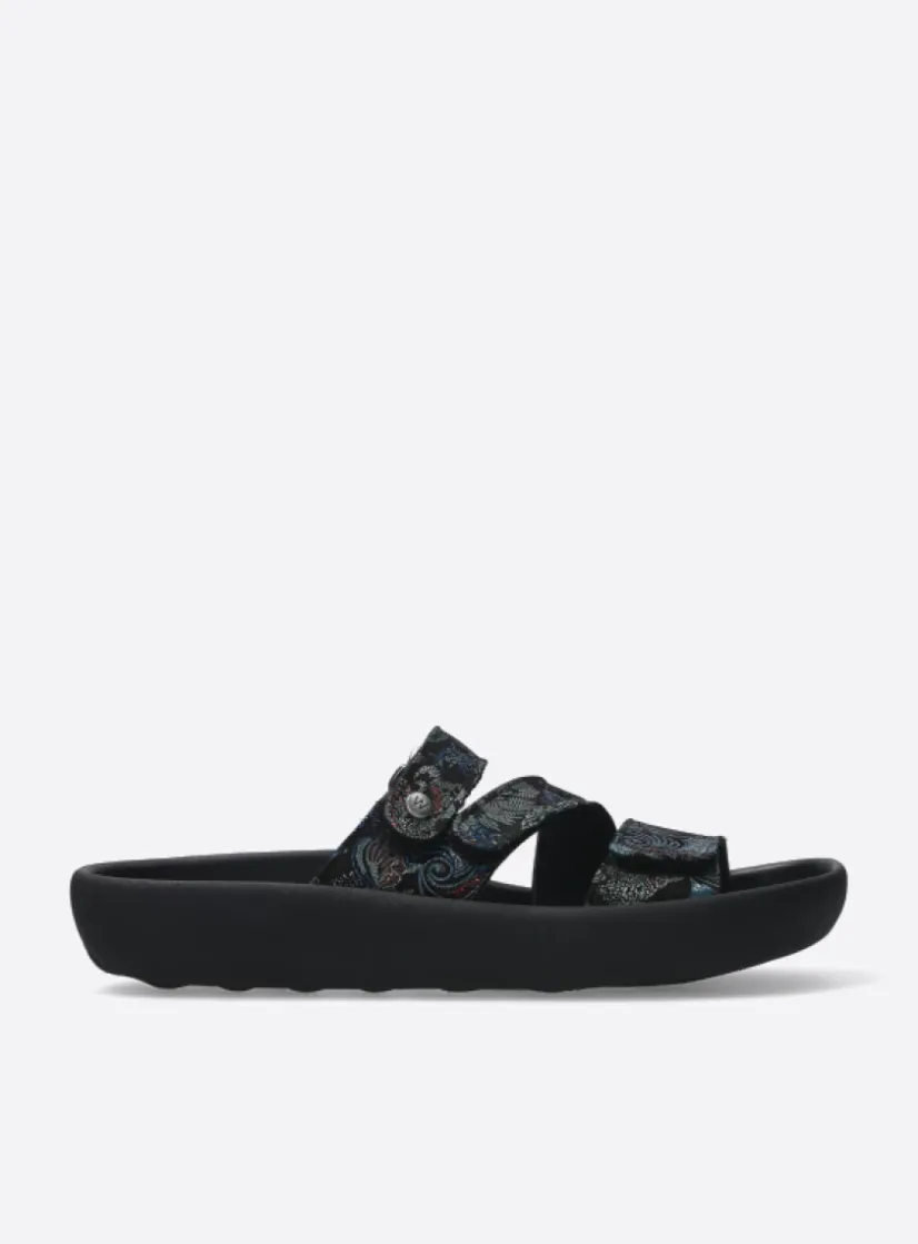 Wolky Sense - zwart/blauw suede<DAMES Slippers