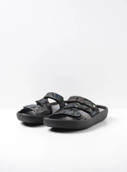 Wolky Sense - zwart/blauw suede<DAMES Slippers