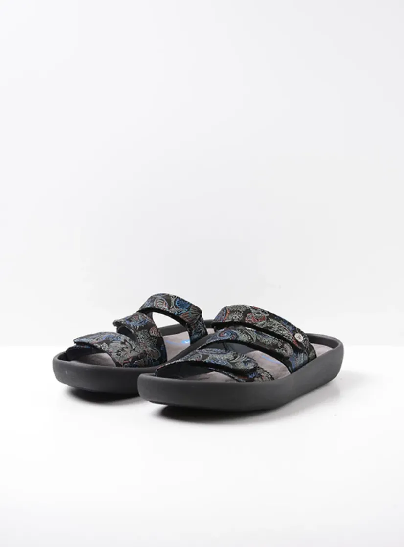 Wolky Sense - zwart/blauw suede<DAMES Slippers