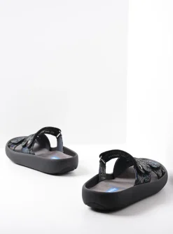 Wolky Sense - zwart/blauw suede<DAMES Slippers