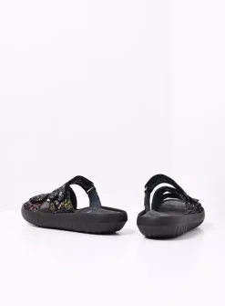 Wolky Sense - zwart/multi flower nubuck<DAMES Slippers